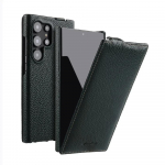 Melkco Premium vertikaalne klappnahast &uuml;mbris Samsung Galaxy S26 Ultra/S26+ 5G S25 S24 Plus jaoks Ehtne &uuml;lemise lehmanaha kest S26 (magnetic) roheline