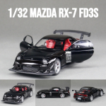 1/32 Mazda RX-7 FD3S v&otilde;idus&otilde;idu miniatuurne metallist m&auml;nguauto mudel heli ja valgusega avatavad uksed kollektsioon kingitus lastele poisile lapsele