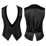 Meeste gooti viktoriaanlik pikk vest, vintage renessanss frakivest sametkrae ja reguleeritava v&ouml;&ouml;ga Halloweeni jaoks 3XL black