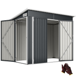 7,5 x 4,3 jalga metallist aiapaviljon, veekindel v&auml;lihoone kolmekordse lukustatava ukse, kinnaste, ventilatsiooniavadega, tumehall 234 x 132 x 185 cm tumehall v&auml;rv