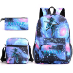 Avatar 2 inspireeritud l&otilde;uendist seljakott teismelistele, unisex, kooli- ja reisikott v&otilde;rgusilma keti detailiga 3-piece set black
