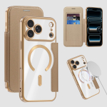 Magnetiline klappkaardi pesaga rahakotiga nahast telefoni&uuml;mbris &Uuml;mbris iPhone 18 Pro max 17 16 15 14 13 jaoks P&otilde;rutuskindel Magsafe jaoks RFID-kate iPhone 16 Pro kuld