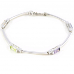 Les Tr&eacute;sors De Lily [C4442] - Bracelet Argent 'Ariane' multicolore pastel argent&eacute; (rhodi&eacute;) - 4 mm sinine