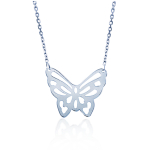 Les Tr&eacute;sors De Lily [E9063] - Collier Argent 'Papillon Filigrane' argent&eacute; - 25x20 mm h&otilde;be