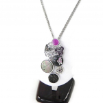 NOA [H8991] - Collier Cr&eacute;ateur 'Carmen' violet gris vert lilla