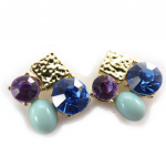 Les Tr&eacute;sors De Lily [J8218] - Boucles Cr&eacute;ateur 'Sissi' bleu dor&eacute; sinine