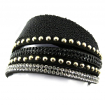 Les Tr&eacute;sors De Lily [N1568] - Bracelet Cr&eacute;ateur 'Sissi' noir argent&eacute; (2 tours) must