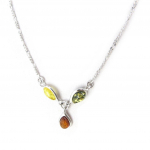 Les Tr&eacute;sors De Lily [N2277] - Collier argent 'Inspiration' 3 ambres (rhodi&eacute;) - 13x8 mm h&otilde;be