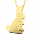 7bis [P5821] - Collier artisanal 'Origami' (lapin) dor&eacute; - 19x15 mm kuld