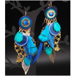 Les Tr&eacute;sors De Lily [Q4975] - Dormeuses Cr&eacute;ateur 'Acapulco' bleu dor&eacute; - 90x30 mm sinine