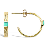 Les Tr&eacute;sors De Lily [Q6846] - Cr&eacute;oles Plaqu&eacute; Or 'Boho' turquoise dor&eacute; - 17 mm 3 mm t&uuml;rkiissinine