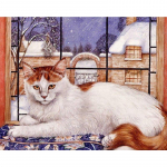 Valge kassi teemantmaaling kodukaunistusega puurivaik DIY mosaiiklilled teemanttikandid 20X30CM