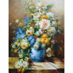 Ristpistekomplekt DIY Teemanttikandid Sinise lillega pudeli lill Teemantmaaling Mosaiik Kodukaunistus 20X30CM