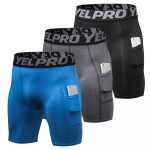 3 Pack Men Compression Shorts Taskuga Active Workout aluspesu S
