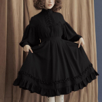 Scione vintage naiste kleit gooti stiilis laterna kleit, paeltega armsad armsad naiste kleidid Lolita M must