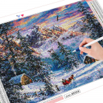 5D t&auml;ispuur Teemantmaaling Talvine k&auml;sit&ouml;&ouml;komplekti m&uuml;&uuml;k Teemantmosaiigiga maastikumaja Pilt kivist lumest n&auml;put&ouml;&ouml;st Full Round 20X30CM