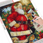 Teemantmaal T&auml;isruudukujuline &uuml;mmargune j&otilde;uluvana kivist pilt Teemanttikandid Koermosaiik K&auml;sitsi valmistatud kingitus Full Round (20X30CM)