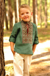Etniline laste tikandiga s&auml;rk pikkade varrukatega Ukraina tikitud s&auml;rk Folk Vyshyvanka poistele, naturaalne lina 104 roheline