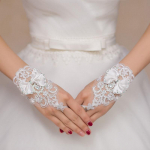 White Bride Party Gloves Fingerless Sexy Lace Short Bow Gloves naiste peoks