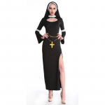 3tk T&auml;iskomplektid Umorden Halloweeni kost&uuml;&uuml;mid naistele Nunnakost&uuml;&uuml;m Fantasia Adulto Cosplay Riietus Kleit Pear&auml;t Risti XL must