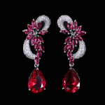 CMM unikaalse disainiga valge kulla v&auml;rvi kuninglik sinine tsirkoon k&otilde;rvar&otilde;ngad rubiin