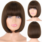 MERISIHAIR naiste l&uuml;hike sirge Bob parukas tukkidega s&uuml;nteetiline juuksepael Must pruun hall cosplay parukad peol igap&auml;evaseks &otilde;lgade pikkuseks 12inches