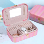 Ehtekarp Naiselik Euroopa Printsess Kaasaskantav Multifunktsionaalne Suure mahutavusega K&otilde;rvar&otilde;ngad Kaelakee Ehted Hoiukarp 22*16*7.5cm beež