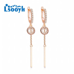 LSOOYH Clip K&otilde;rvar&otilde;ngad Roosa kullav&auml;rvi Moodne k&otilde;rvar&otilde;ngas Naistele Cubic Zirconia Hoop Drop Stud K&otilde;rvar&otilde;ngad Ehted A