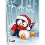 5D multifilm Teemantmaal Pingviin Teemanttikandid Loom Ristpistes Rhinestone Mosaiic Talvine lumestseen j&otilde;ulukink Full Round 20x30CM
