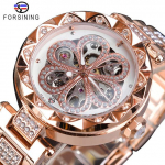 FORSINING Automaatne Mehaaniline K&auml;ekell Skelett-Numbrilaud Mood Vabaaja Rhinestone Veekindel Naiste K&auml;ekell Elegantne Daamidele