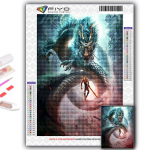 Teemanttikandid Hiina draakon 5D DIY Teemantmaal Ristpistes Rhinestone Full Round 20X30CM