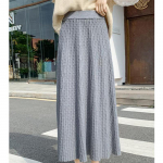 Korea Style Basic Soliidne elastne A-line seelik Naiste kootud seelik K&otilde;rge v&ouml;&ouml;kohaga &otilde;hukesed seelikud Naiste vintage kott puusa pikk seelik One Size must