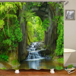 Kaasaegne 3D-printimine metsa du&scaron;ikardin Roheline taimepuu maastikuga vannikardin konksudega vannitoa veekindla maastiku jaoks 150x180cm