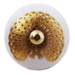 Les Tr&eacute;sors De Lily [A3115] - Kuldvalge Boho keraamiline m&ouml;&ouml;blinupp - 60x40 mm kuld