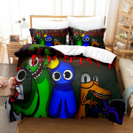 3D Rainbow Friends voodipesukomplektid tekikott koos padjap&uuml;&uuml;riga, kaheinimesevoodi, t&auml;issuuruses kuninganna voodiriided voodipesu AU Double 180x210