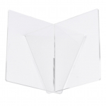 Akr&uuml;&uuml;list raamatualus, millel on X-kujuline raamaturiiul kokaraamatu retseptimen&uuml;&uuml; jaoks Ajakirjade juturaamat puhas