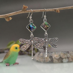 Boho Creative Wings Dragonfly Drop K&otilde;rvar&otilde;ngad Naistele Vintage h&otilde;bedav&auml;rvi ehted V&auml;rvilised Abalone Shell kivist pulmak&otilde;rvar&otilde;ngad