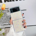 Samsung Z Flip 4 Case Sequin Fantasy l&auml;bipaistev kokkupandav telefoni&uuml;mbris Samsung Z Flip 3 Z Flip4 p&otilde;rutuskindlale k&otilde;va tagakaanele Samsung Z Flip 3 valge