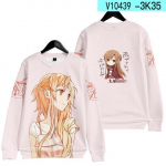 Sword Art Online Anime riided Perifeerne trend Uus pikkade varrukatega T-s&auml;rk Kahem&otilde;&otilde;tmeline &uuml;mara kaelusega kampsun 4XL roosa