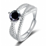Bague Ringen S925 Sterling h&otilde;beehted naistele 1 kat 2 kat D v&auml;rvi Moissanite s&otilde;rmus koos tunnistusega pulmakihlus avatud s&otilde;rmused 1ct adjustable must