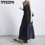 Naiste kleidid T&auml;piline p&auml;itsetega kleit avar &otilde;huke temperament V-kaelusega pikk plusssuuruses kleit S valge