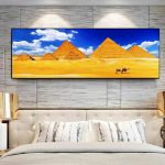P&uuml;ramiidi kaasaegne panoraam Khafre l&otilde;uendimaal Maastik Egiptuse kaameli plakatid ja tr&uuml;kised Seinakunstipildid Kodukaunistus Ilma raamita 20cm&times;40cm NoFrame