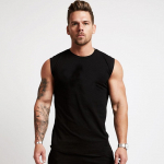 Puuvillased kulturismip&uuml;ksid Meeste suvine vaba varrukateta s&auml;rk, meeste j&otilde;usaal Fitness Singlet Stringer riided M must