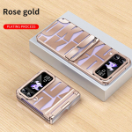 Luksuslik Phanton Plating telefoni&uuml;mbris Samsung Galaxy Z Flip 4 3 Flip4 Flip3 5G l&auml;bipaistev hingekaitse kukkumisvastane p&otilde;rutuskindel kate Galaxy Z Flip4 must