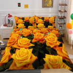 3D moodne voodipesukomplekt lillemustriline tekikate ja padjap&uuml;&uuml;r 2 v&otilde;i 3 roosi- v&otilde;i p&auml;evalilleprintidega Pestav ja mugav voodipesu UK Single 135x200cm