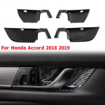 4Pcs Carbon Fiber Car Inner Door Handle Bowl Cover trim Decorative Sticker Interior Mouldings For Honda Accord