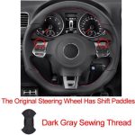 HuiER K&auml;sitsi &otilde;mmeldav Auto roolikattekate Punane m&auml;rk Volkswagen Golf 6 GTI MK6 VW Polo GTI Scirocco R Passat CC R-Line jaoks No Shift paddleBlack gray