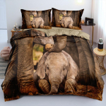 3D elevandimustriga voodipesukomplekt Magamistoa voodipesu komplekt Tekkkattega padjap&uuml;&uuml;r 2/3 t&uuml;kki &Uuml;limalt pehme kodukaunistus Baby 100x135cm