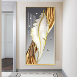 Kuldsed valged suled plakatid Seinakunst Toa sisustus Luksuslik abstraktne kuldne lint veranda koridori l&otilde;uendi maalimiseks kodukaunistuseks 70X140cm No Frame