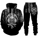 Isiksus gooti pealuu 3D prindiga kapuutsiga p&uuml;kste komplekt meeste/naiste naljakas Halloweeni t&auml;navar&otilde;ivaste riietus&uuml;likond hiphop 2-osaline spordidress XXL